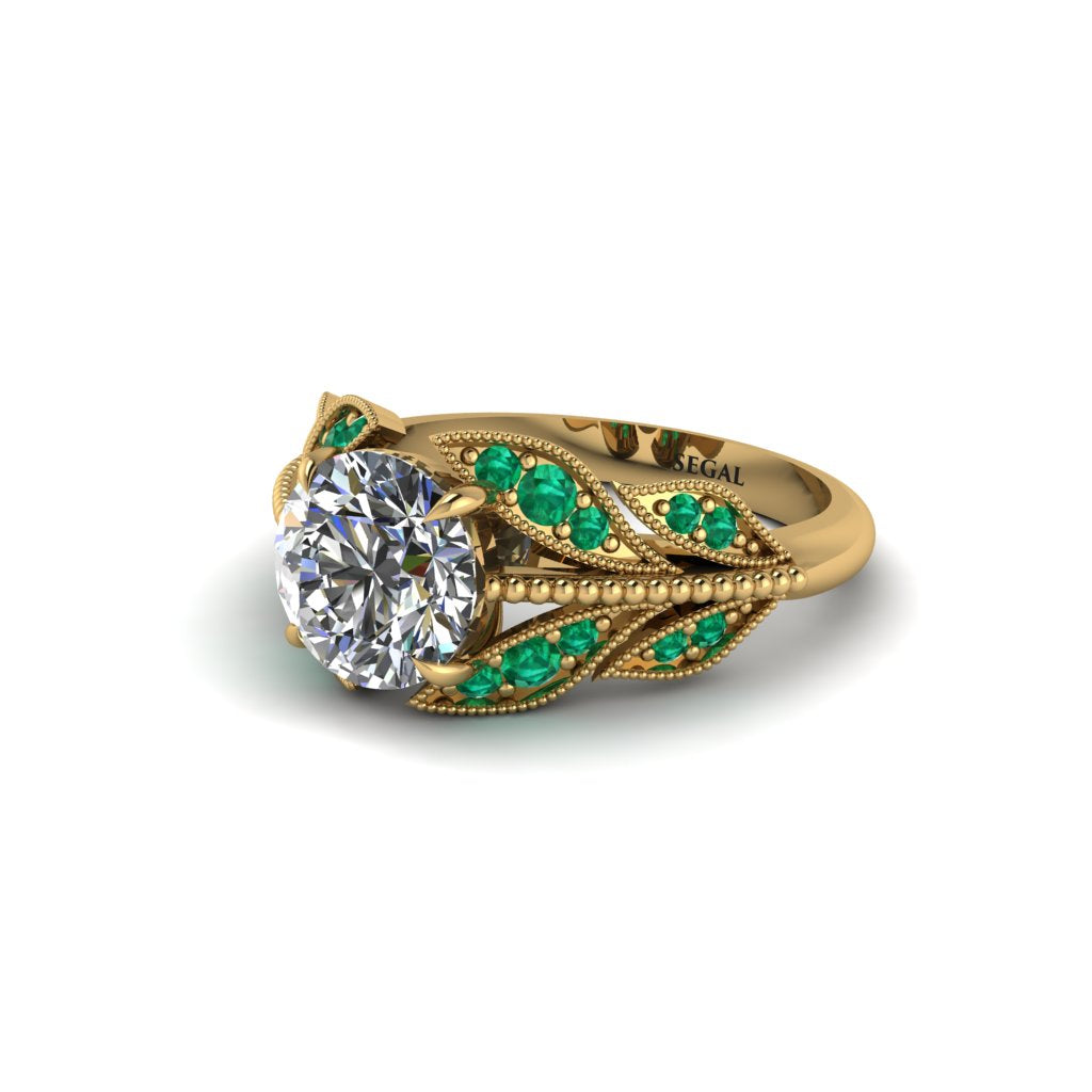 Diamond Majestic Leaf Gold Engagement Ring - Makenna No. 16