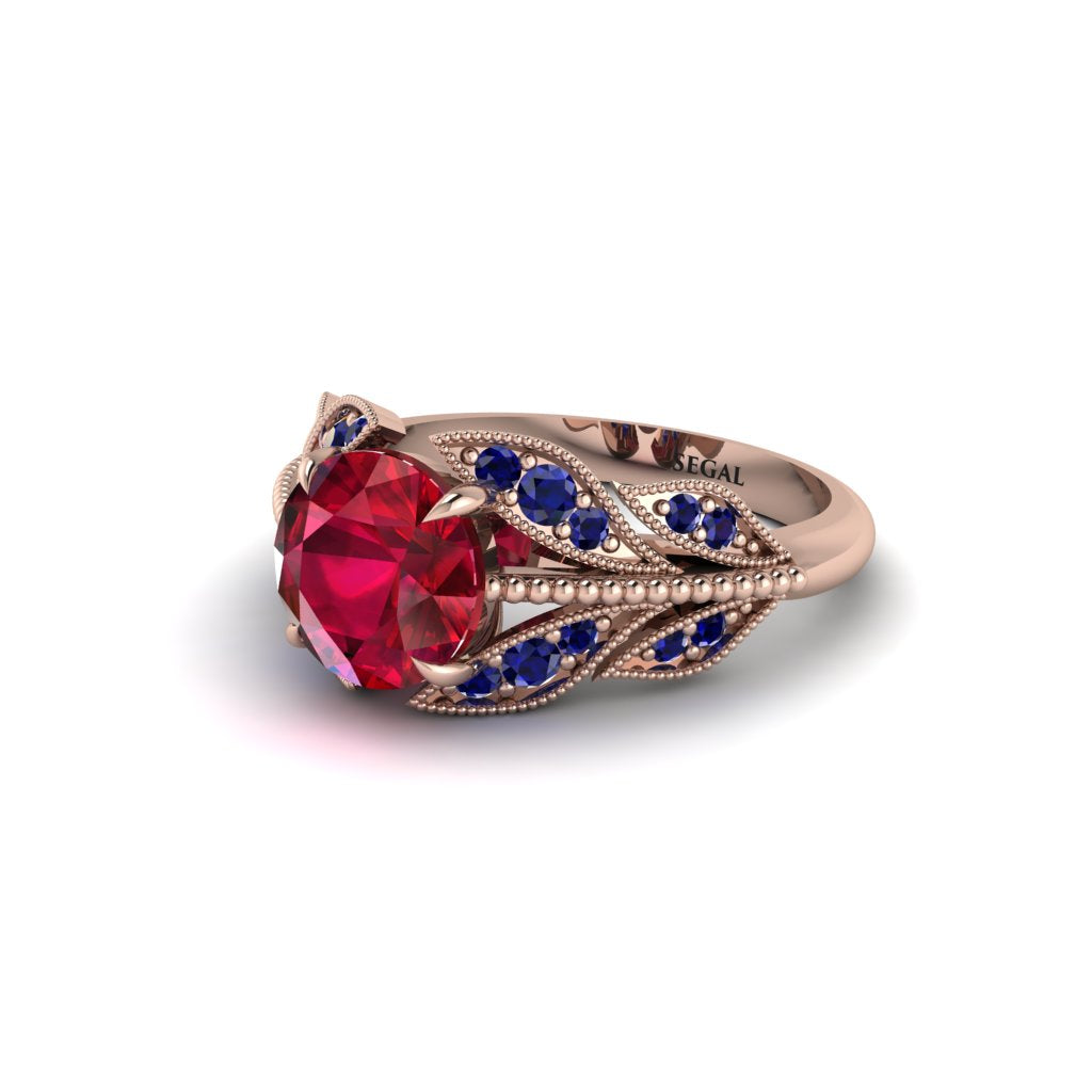 Ruby Majestic Leaf Gold Engagement Ring - Makenna No. 71