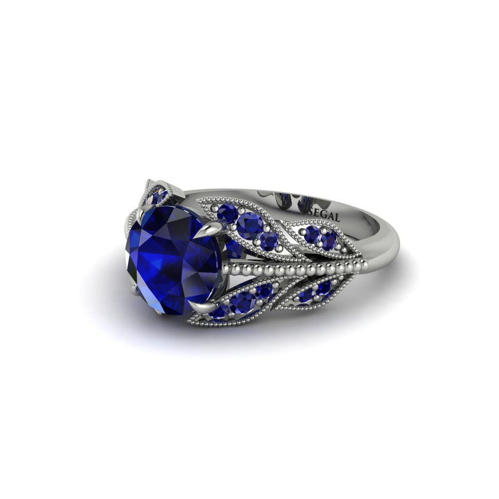 Sapphire Majestic Leaf Gold Engagement Ring - Makenna No. 75