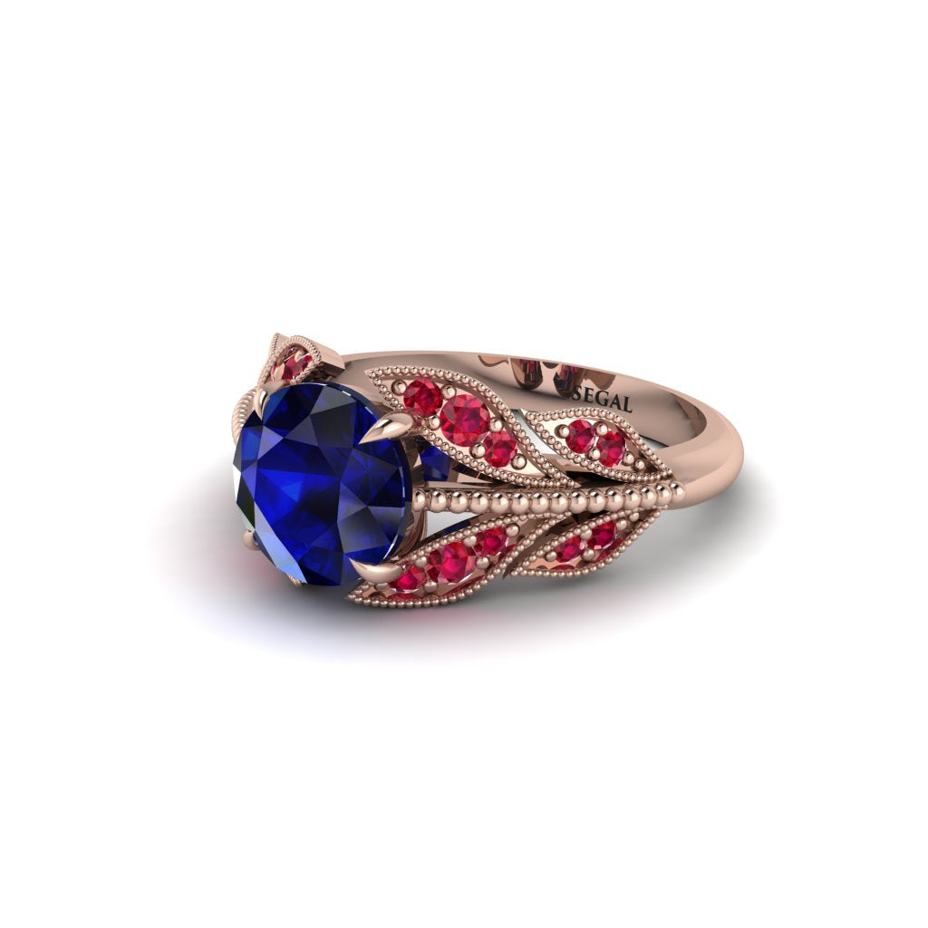 Sapphire Majestic Leaf Gold Engagement Ring - Makenna No. 59