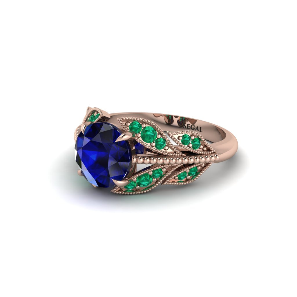 Sapphire Majestic Leaf Gold Engagement Ring - Makenna No. 29