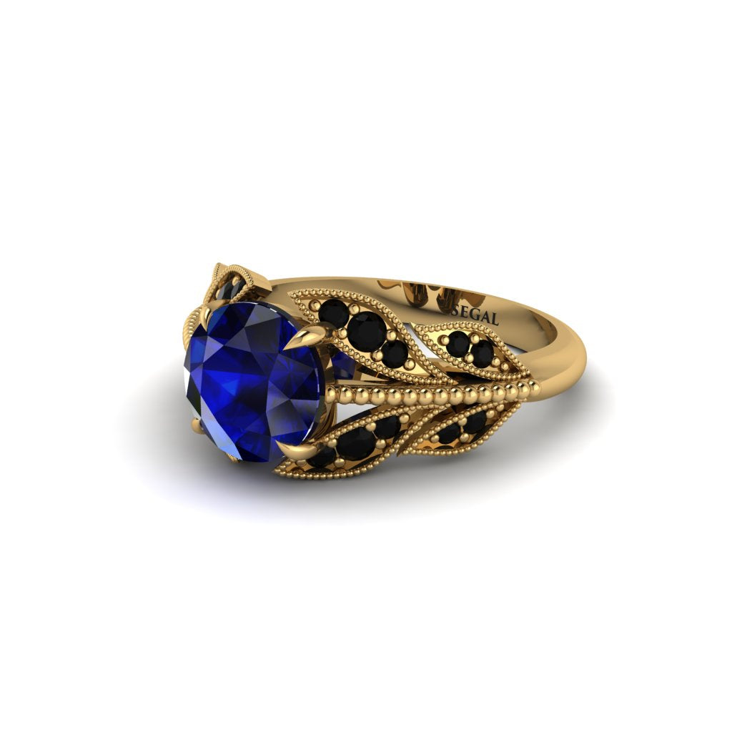 Sapphire Majestic Leaf Gold Engagement Ring - Makenna No. 43
