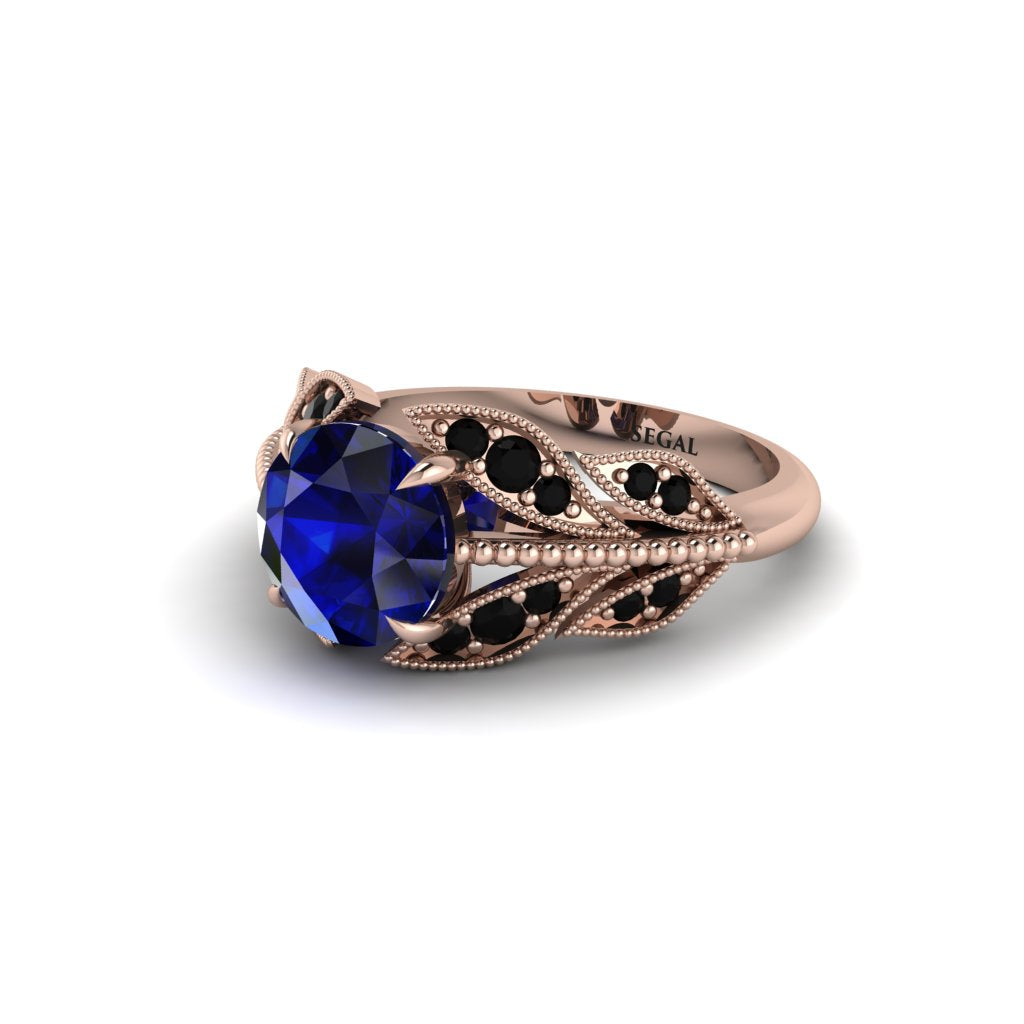 Sapphire Majestic Leaf Gold Engagement Ring - Makenna No. 44