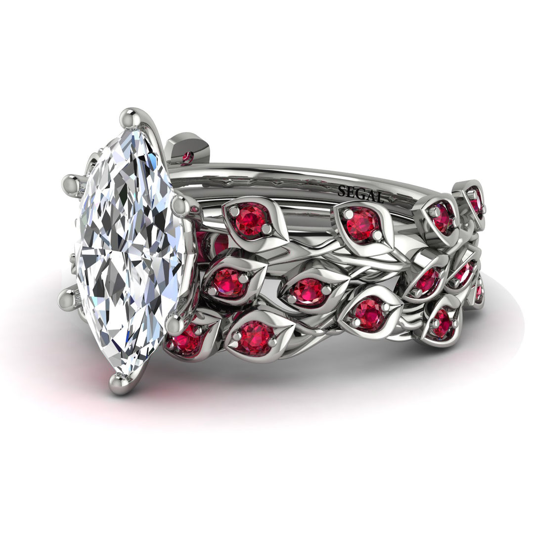 Marquise Diamond Golden Leaf Bridal Set - Julieta No. 48