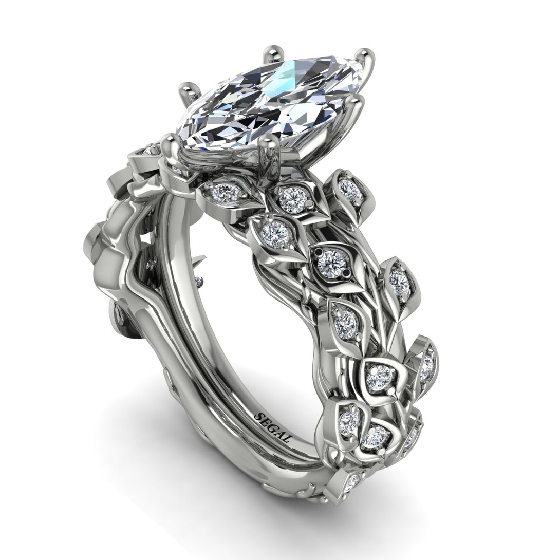 Marquise Diamond Golden Leaf Bridal Set - Julieta No. 3