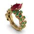 Marquise Ruby Golden Leaf Bridal Set - Julieta No. 25 image 2