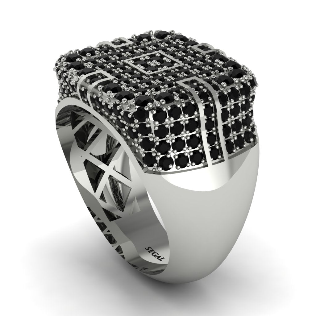 Black Diamond Men's Geometric Grid Ring - Pat No. 9