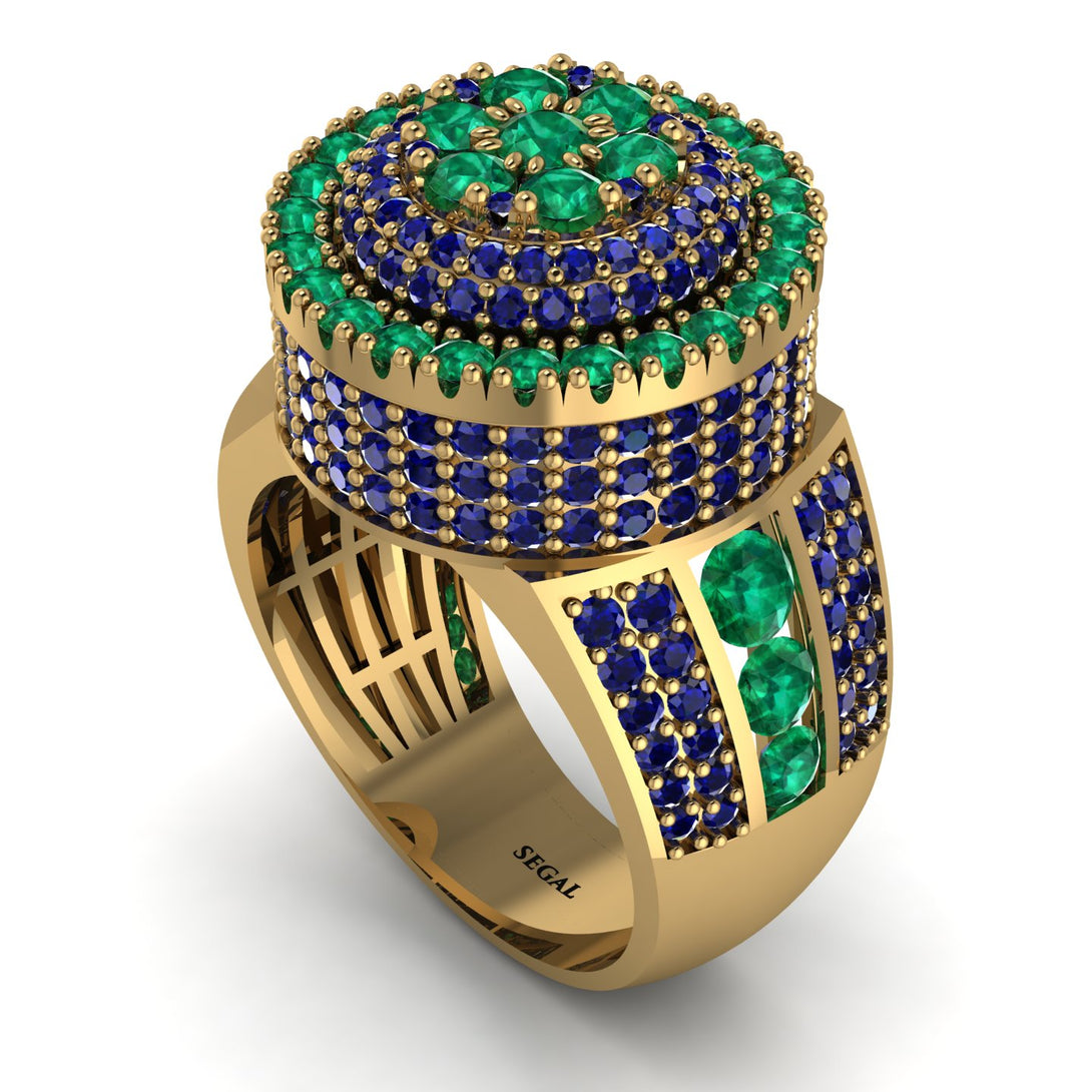 Round Emerald Mens Luxury Ring - Chris No. 64