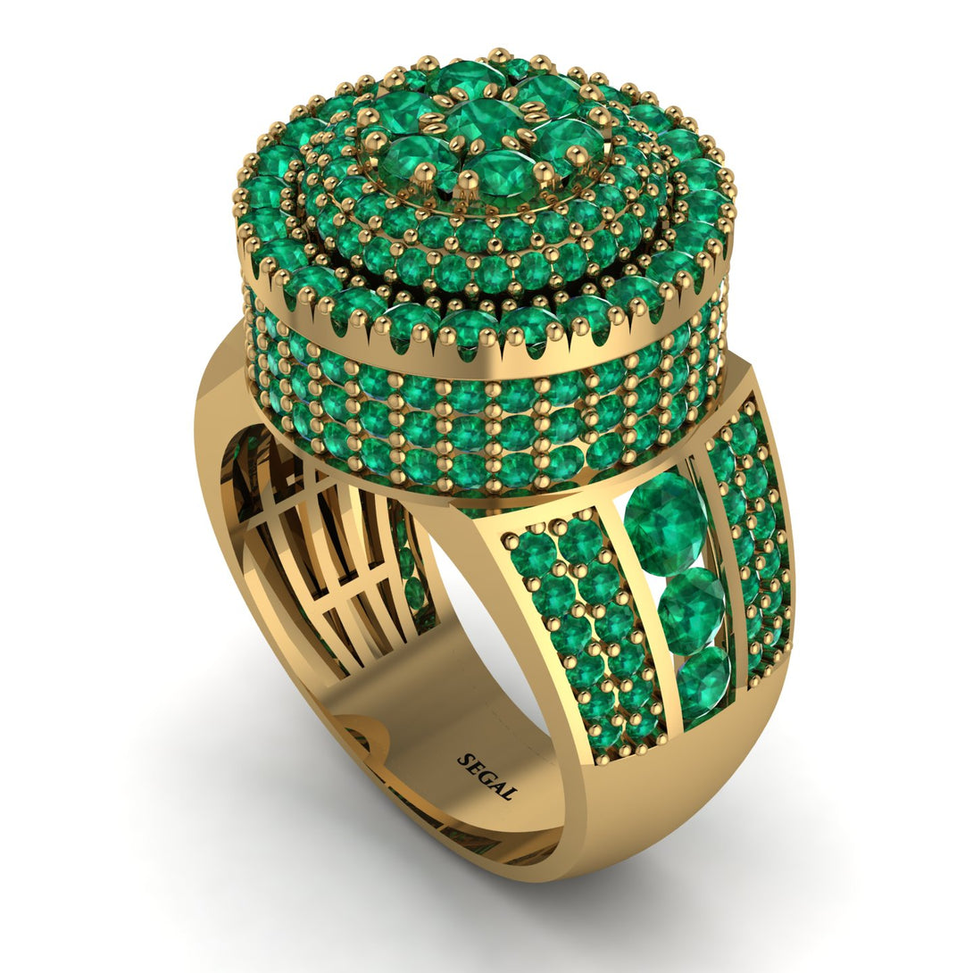 Round Emerald Mens Luxury Ring - Chris No. 19