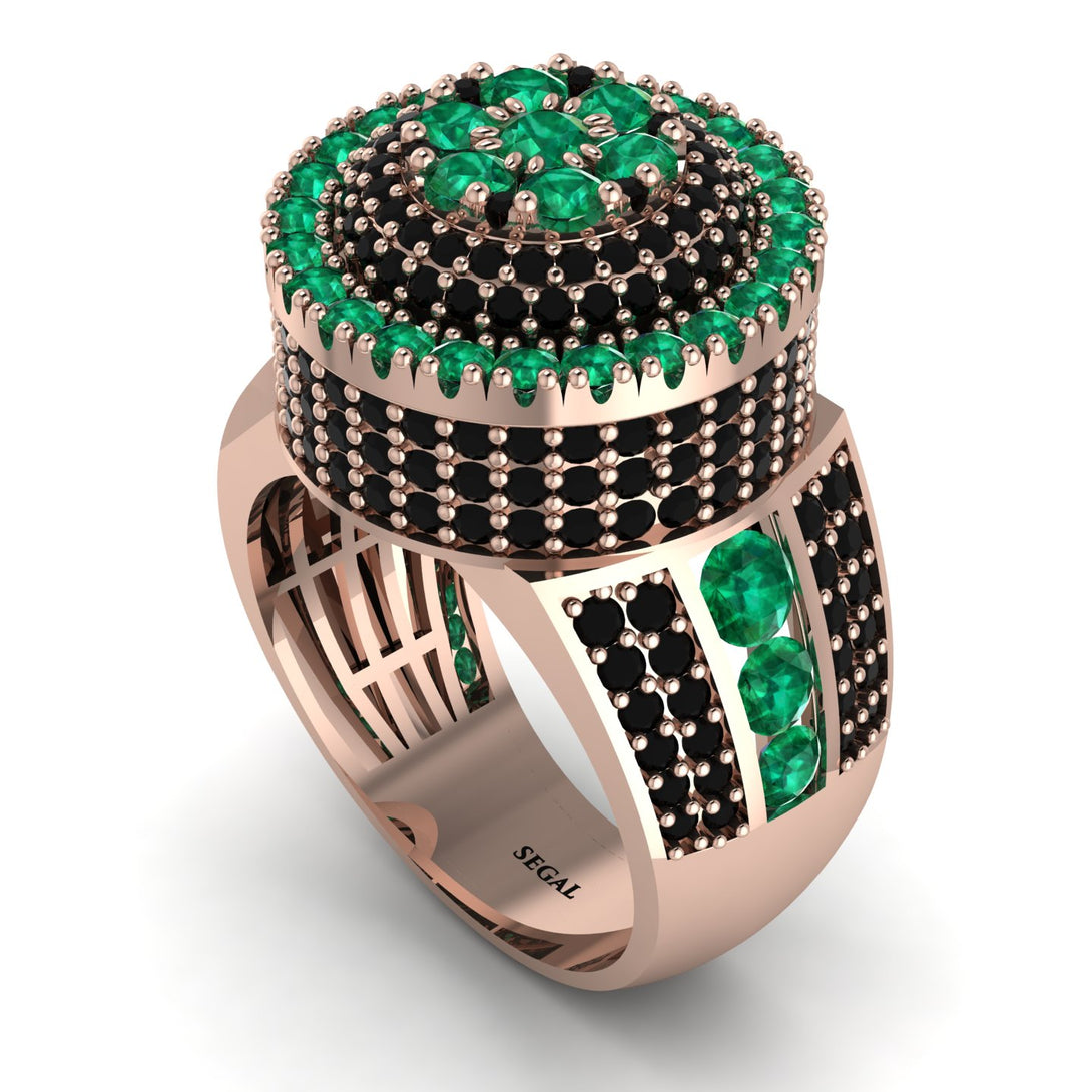 Round Emerald Mens Luxury Ring - Chris No. 35