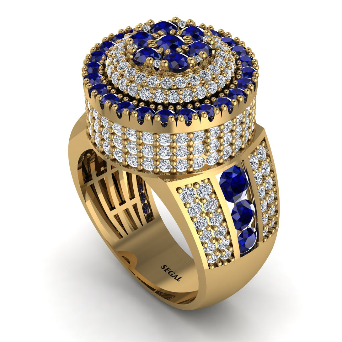 Round Sapphire Mens Luxury Ring - Chris No. 13
