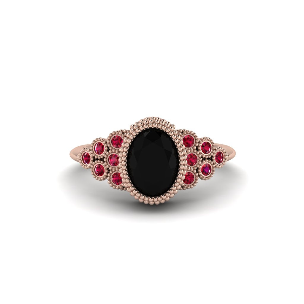 Ruby Milgrain Beaded Bezel Engagement Ring - Stacy No. 53