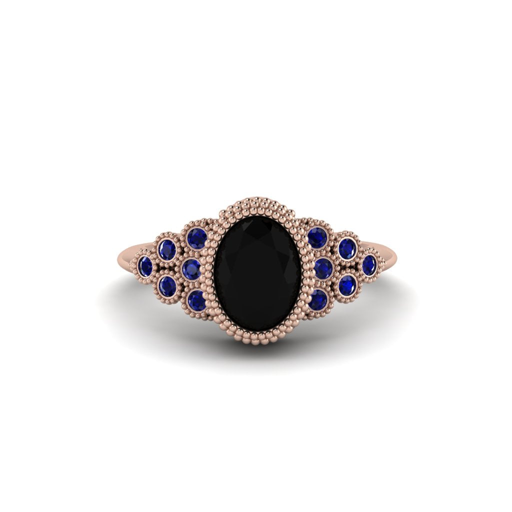 Sapphire Milgrain Beaded Bezel Engagement Ring - Stacy No. 68