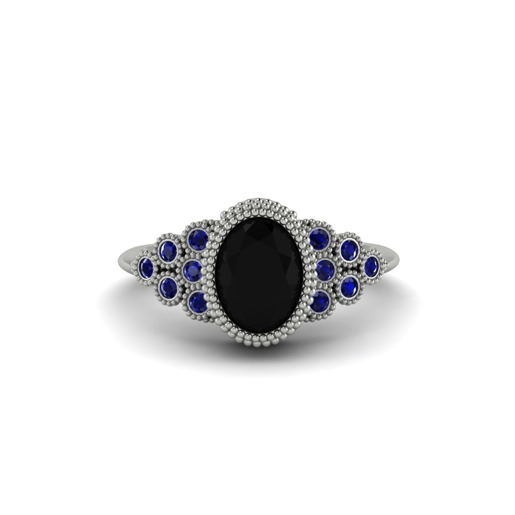 Sapphire Milgrain Beaded Bezel Engagement Ring - Stacy No. 69