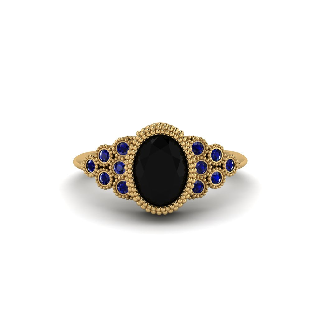 Sapphire Milgrain Beaded Bezel Engagement Ring - Stacy No. 67