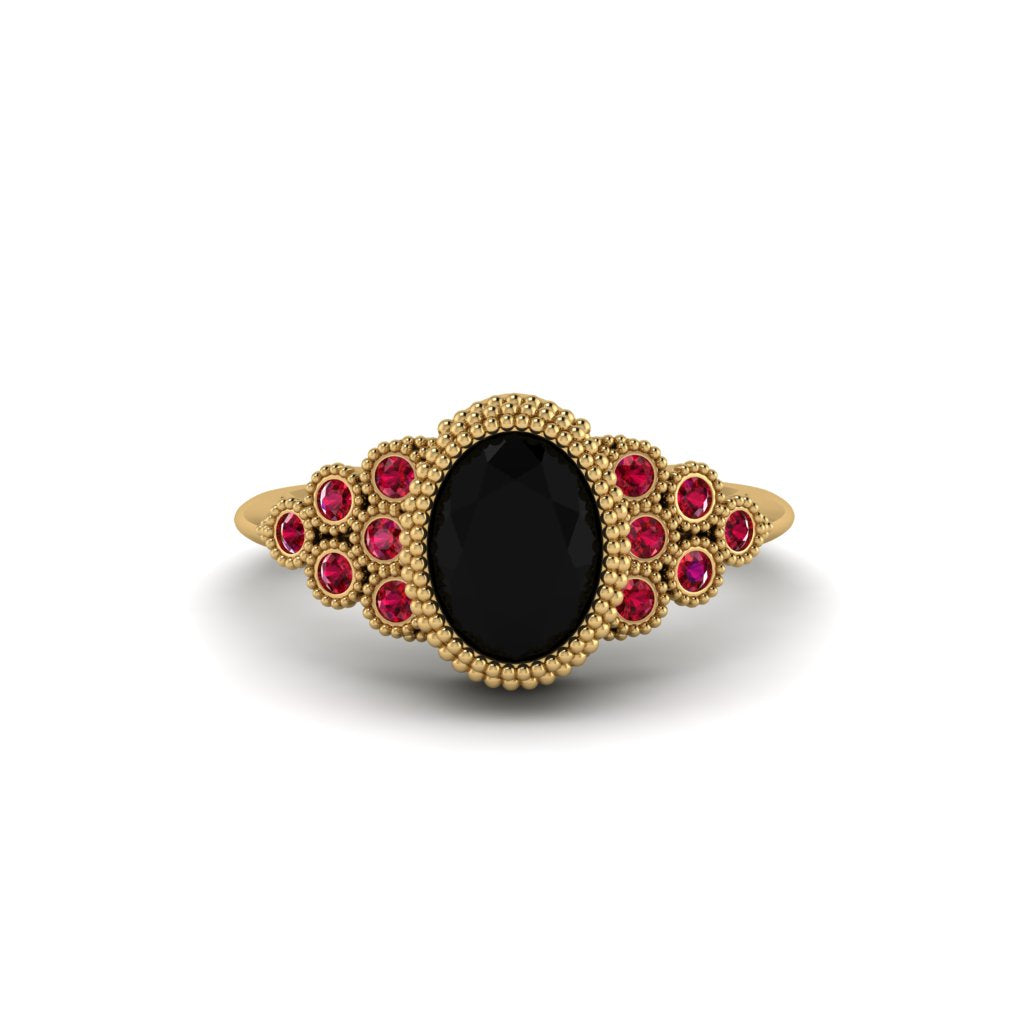 Ruby Milgrain Beaded Bezel Engagement Ring - Stacy No. 52