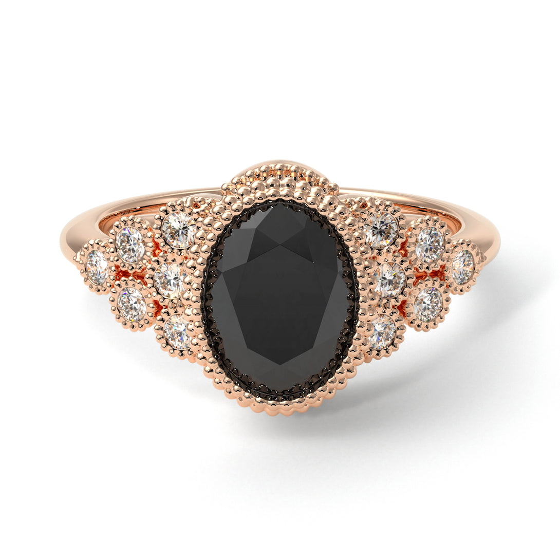 Diamond Milgrain Beaded Bezel Engagement Ring - Stacy No. 8