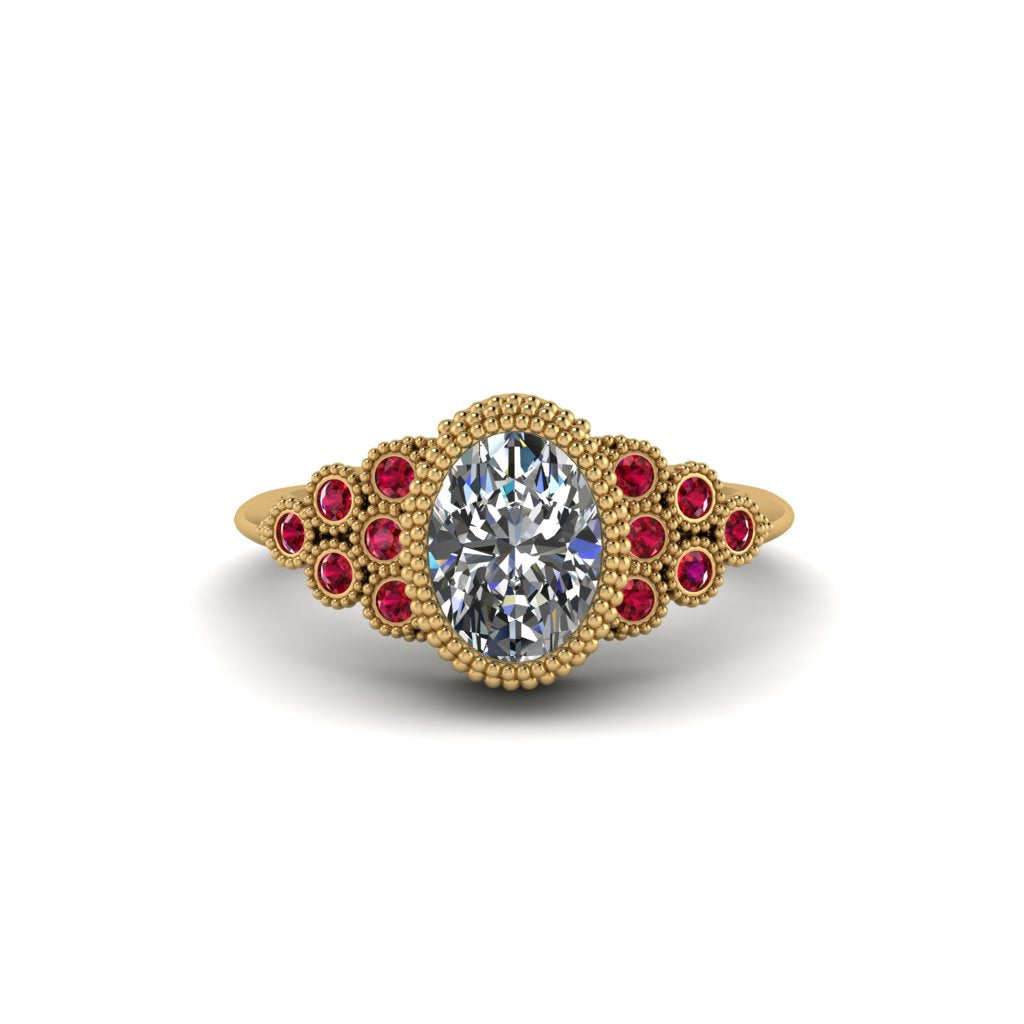 Ruby Milgrain Beaded Bezel Engagement Ring - Stacy No. 46