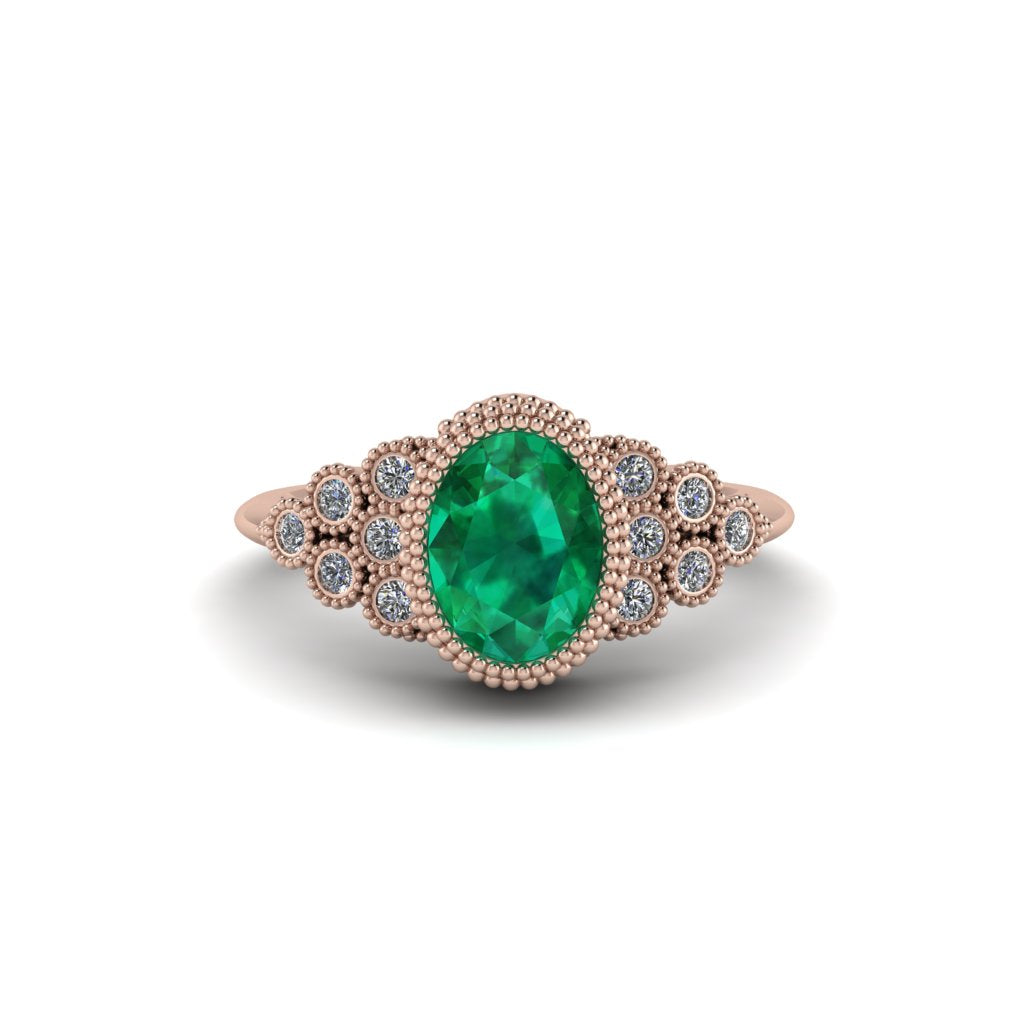 Diamond Milgrain Beaded Bezel Engagement Ring - Stacy No. 5