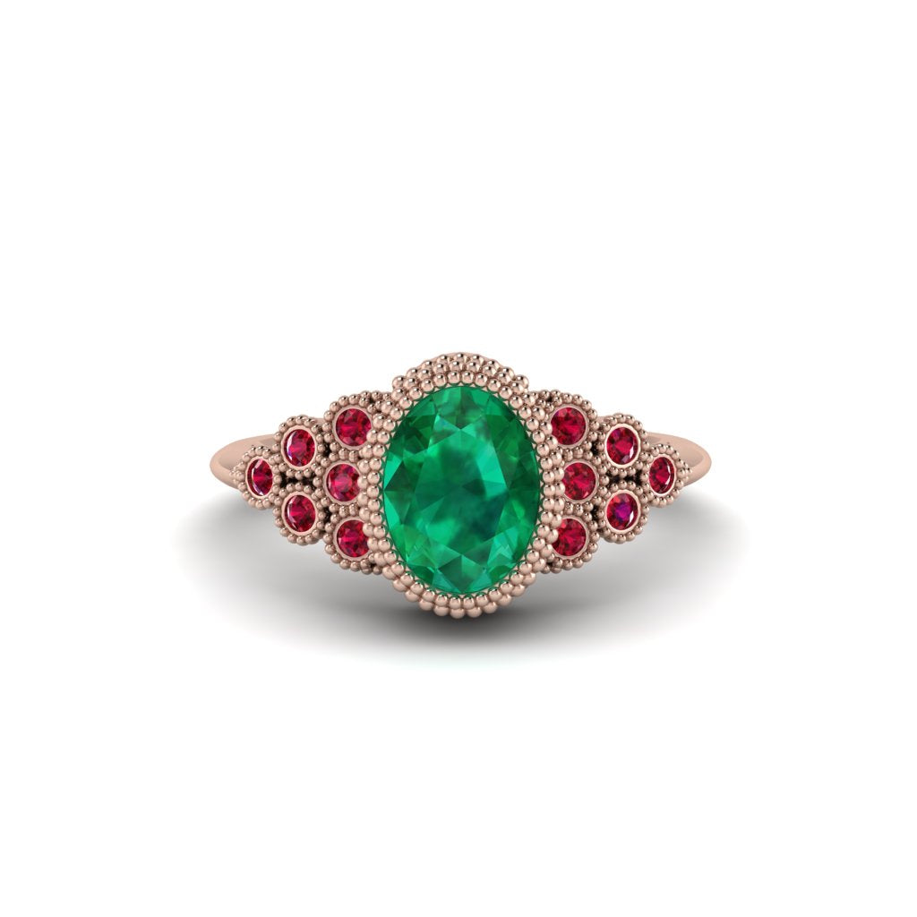 Ruby Milgrain Beaded Bezel Engagement Ring - Stacy No. 50