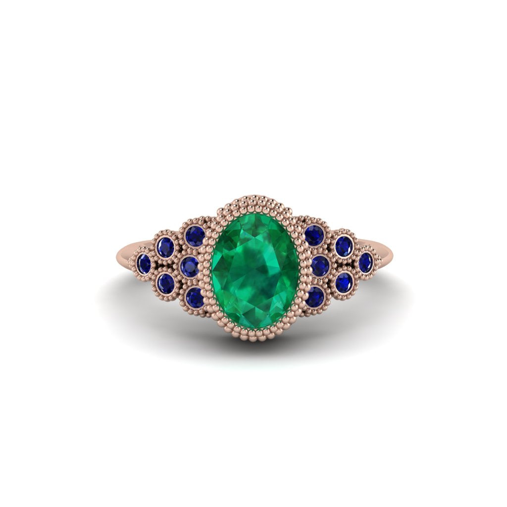 Sapphire Milgrain Beaded Bezel Engagement Ring - Stacy No. 65