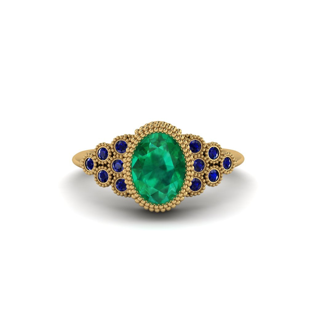 Sapphire Milgrain Beaded Bezel Engagement Ring - Stacy No. 64