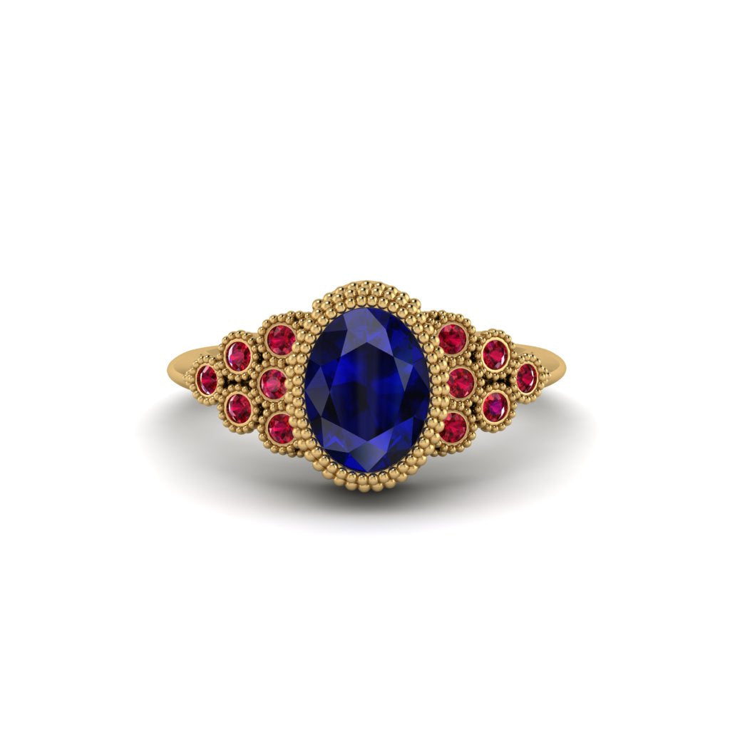 Ruby Milgrain Beaded Bezel Engagement Ring - Stacy No. 58