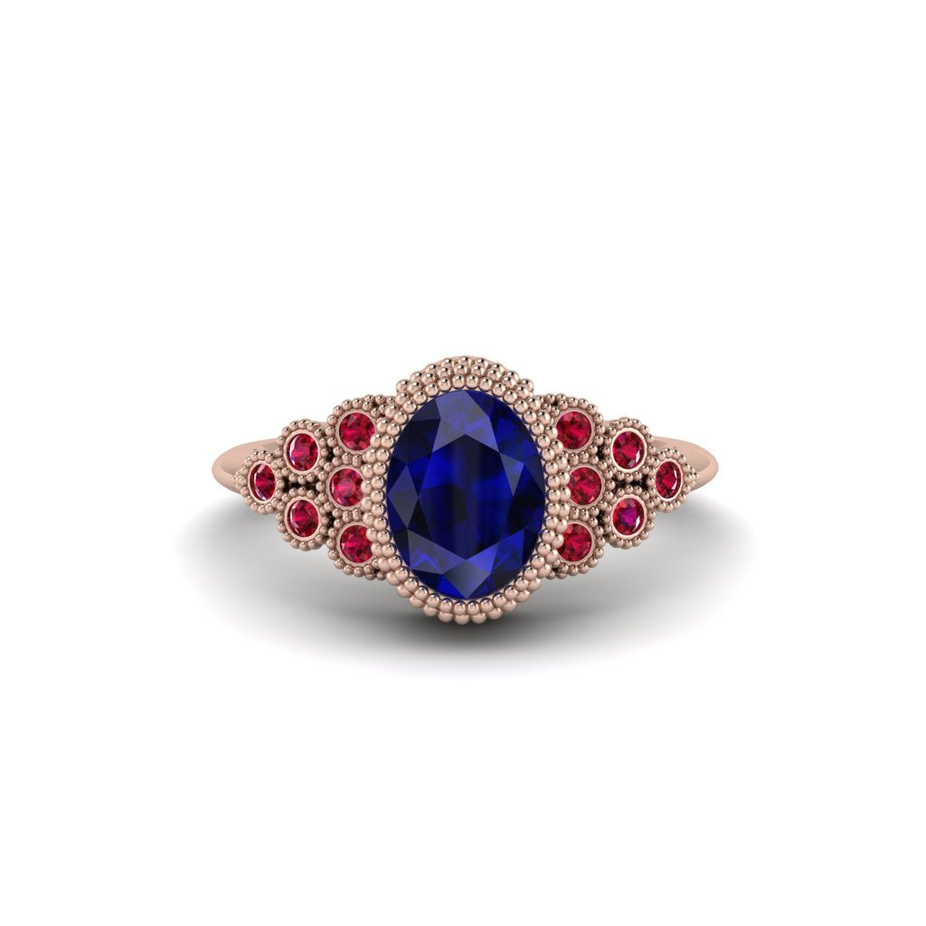 Ruby Milgrain Beaded Bezel Engagement Ring - Stacy No. 59