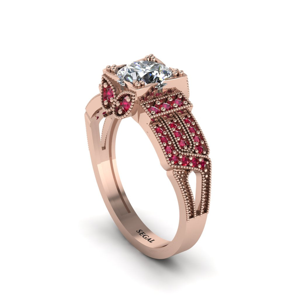 Diamond Milgrain Gold Engagement Ring - Lyric No. 47