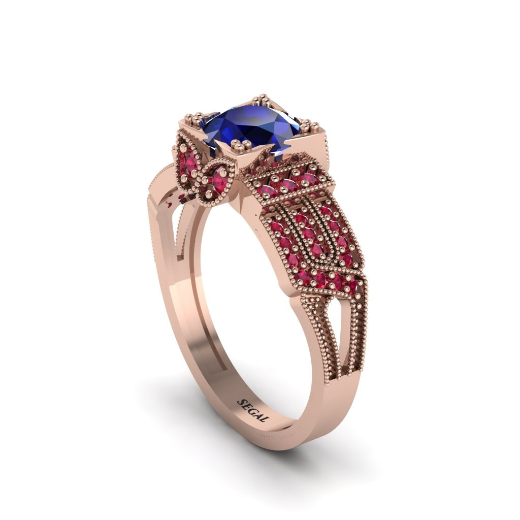 Sapphire Milgrain Gold Engagement Ring - Lyric No. 59