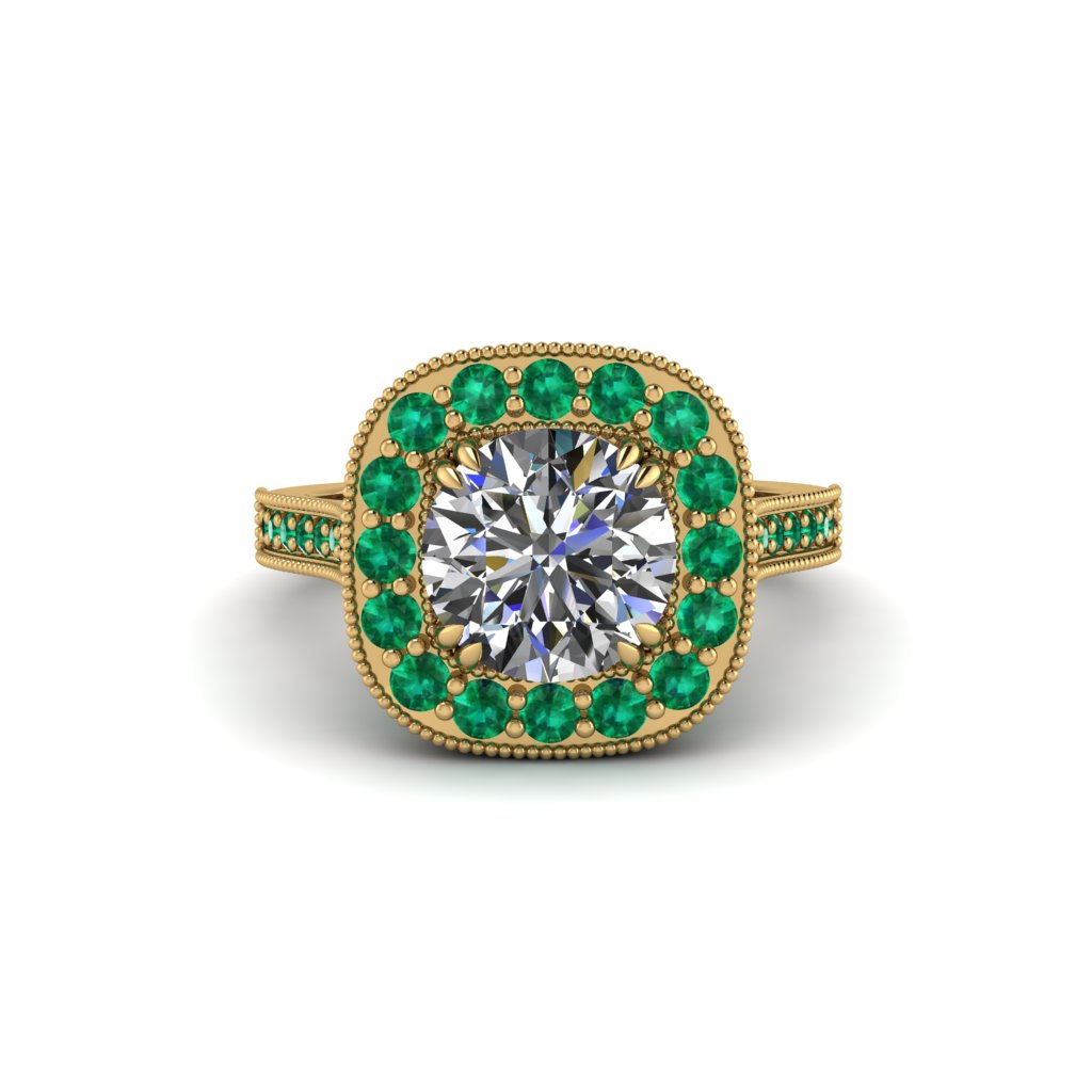 Milgrain Halo Round Diamond Engagement Ring - Odette No. 16