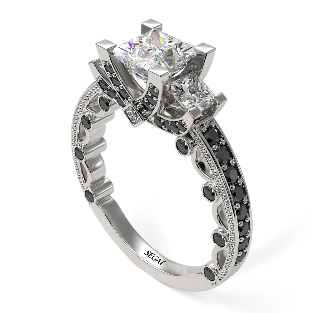 Modern Geometric Diamond Gold Engagement Ring - Beverly No. 33