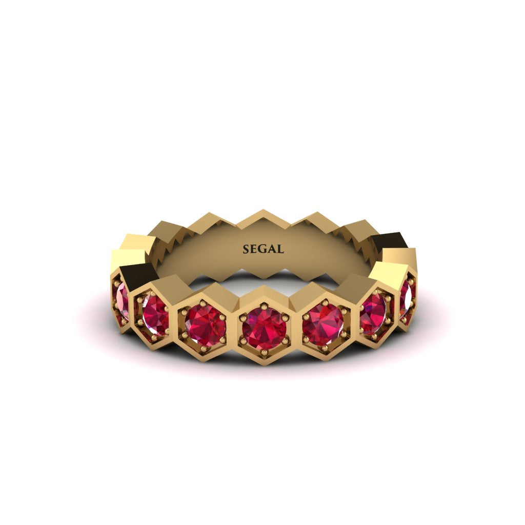 Ruby Modern Hexagon Wedding Band  - Bianca No. 10