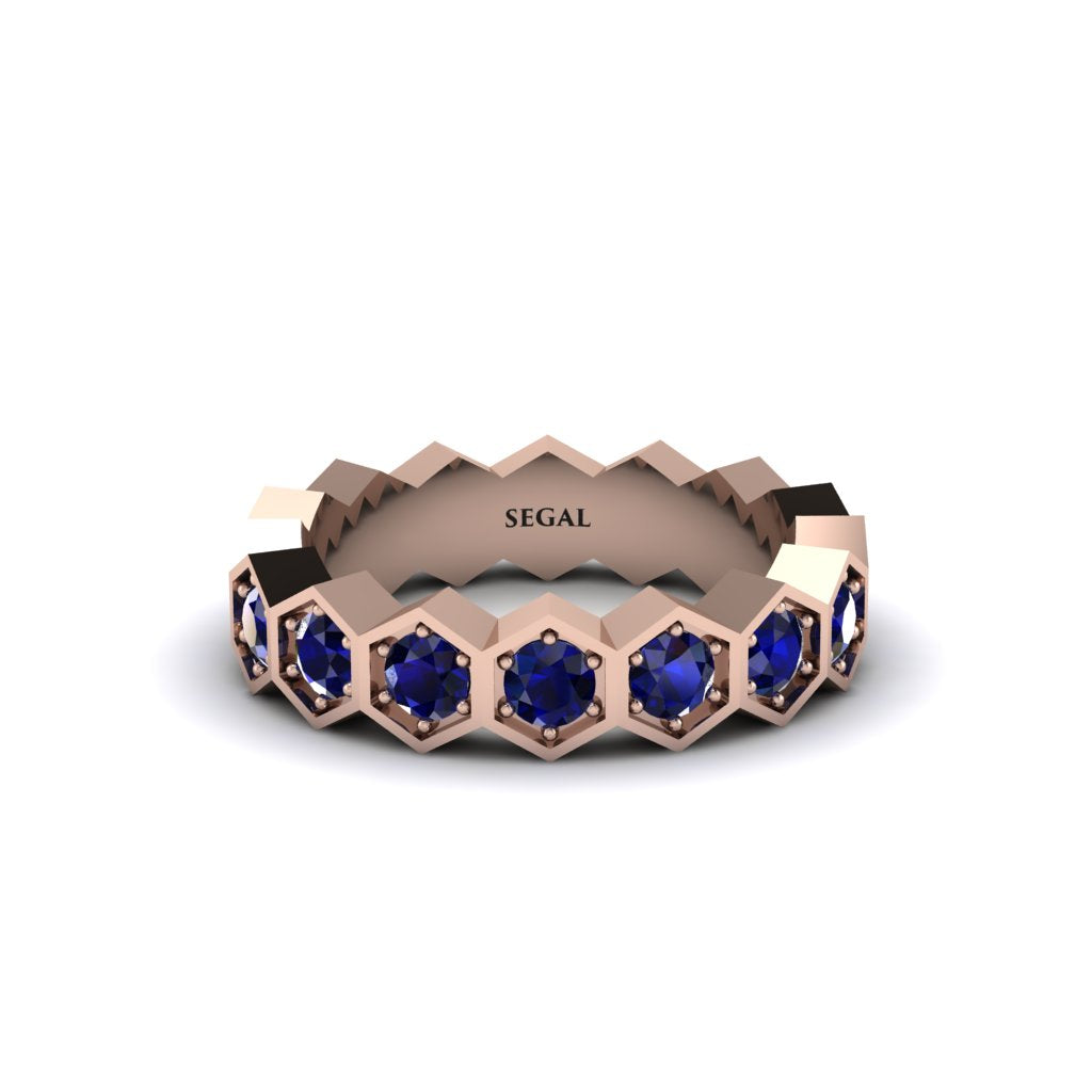 Sapphire Modern Hexagon Wedding Band  - Bianca No. 14