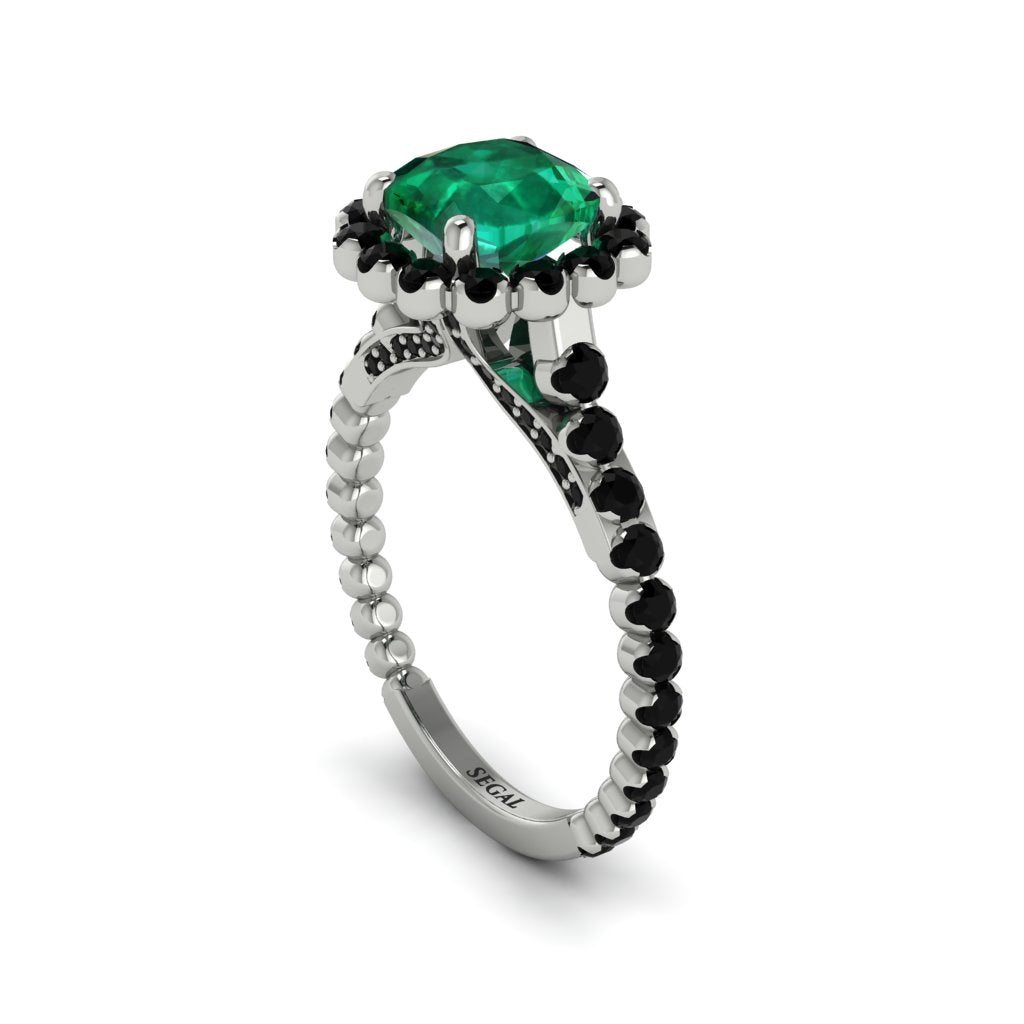 Modern Emerald Cushion Cut Engagement Ring - Uma No. 36