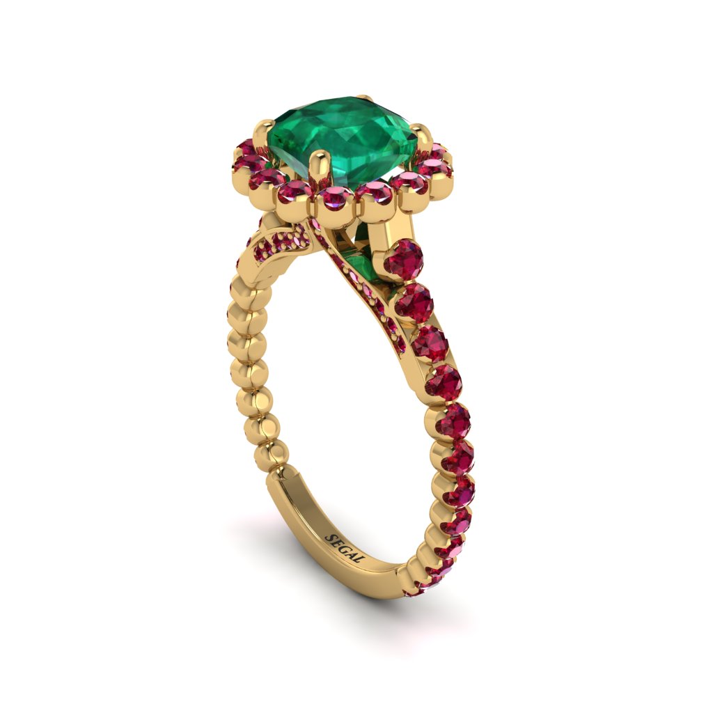 Modern Emerald Cushion Cut Engagement Ring - Uma No. 49