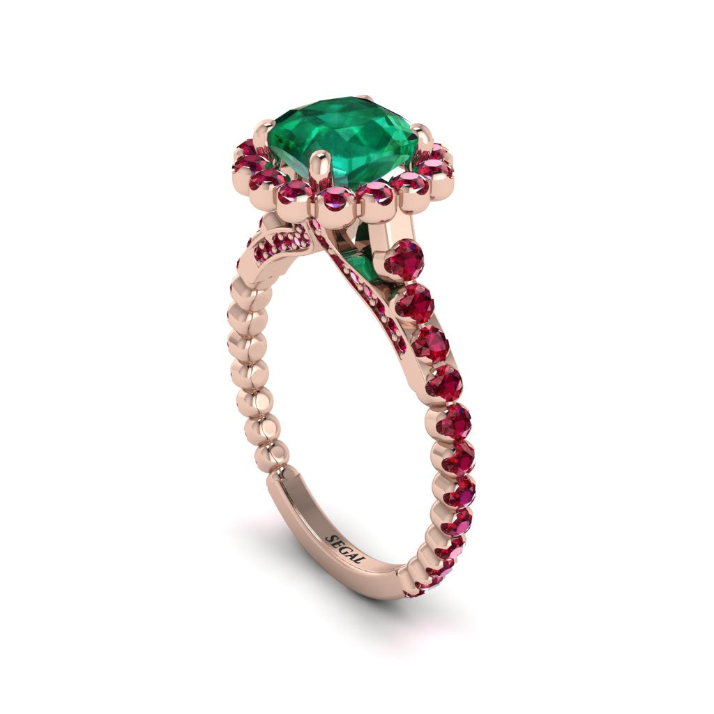 Modern Emerald Cushion Cut Engagement Ring - Uma No. 50
