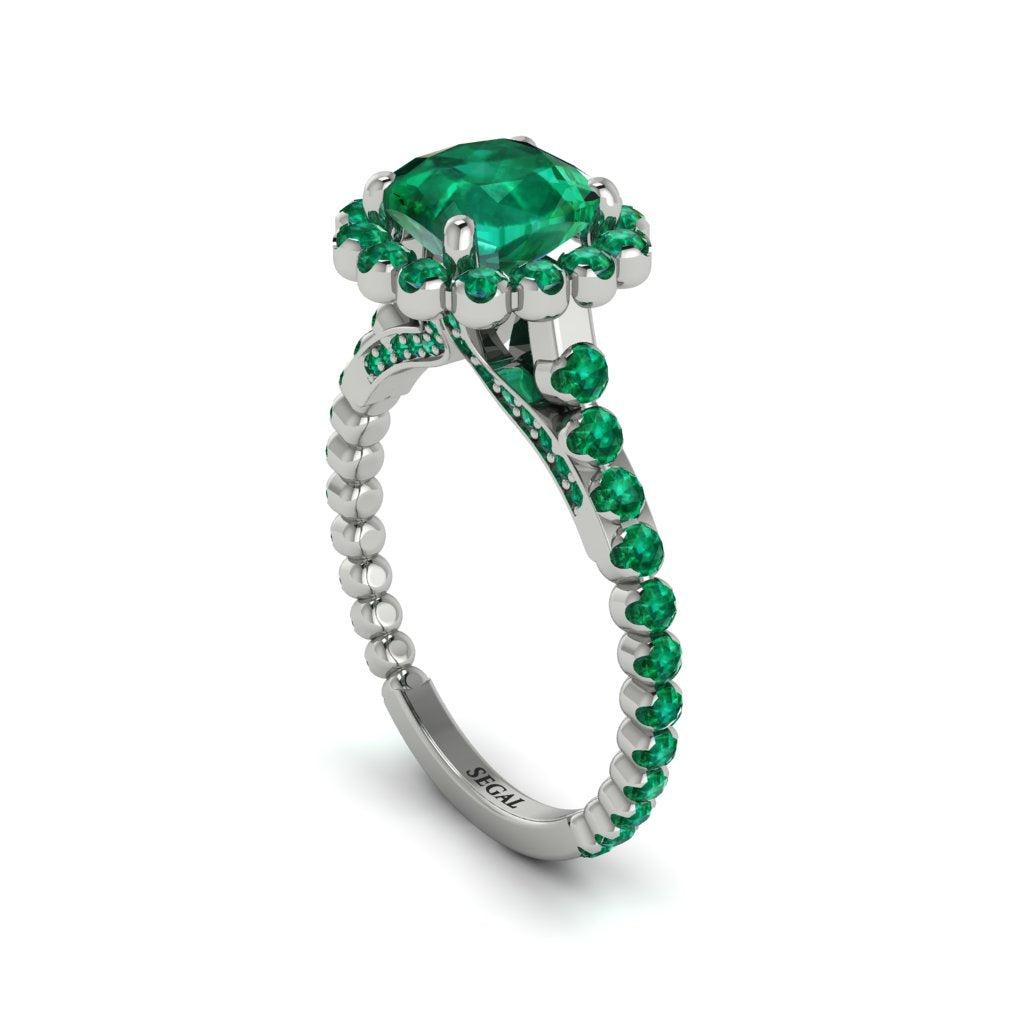 Modern Emerald Cushion Cut Engagement Ring - Uma No. 21