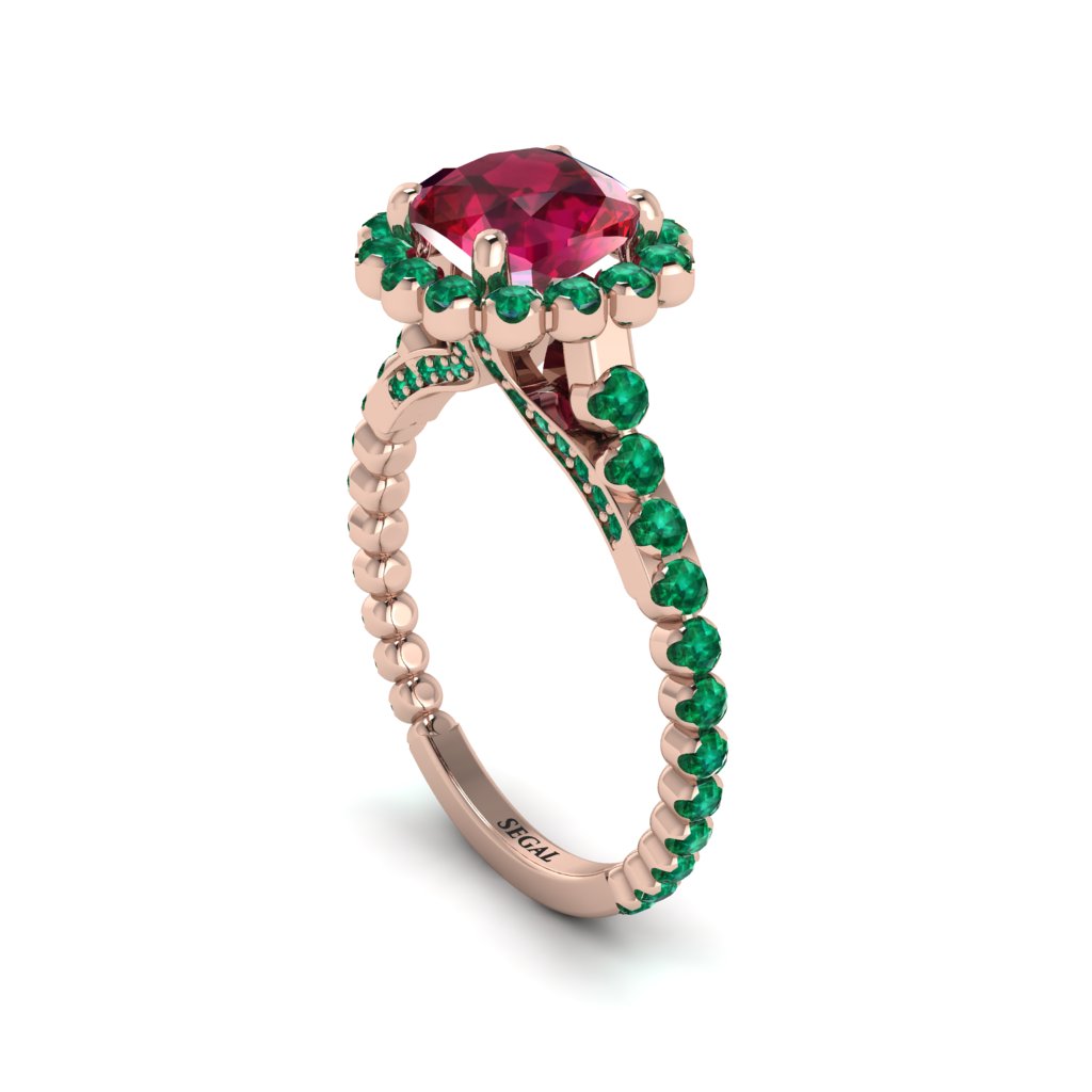 Modern Ruby Cushion Cut Engagement Ring - Uma No. 26
