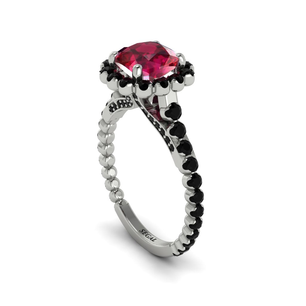 Modern Ruby Cushion Cut Engagement Ring - Uma No. 42