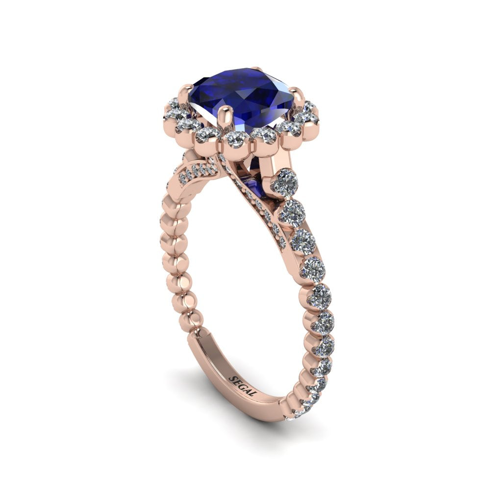 Modern Sapphire Cushion Cut Engagement Ring - Uma No. 14
