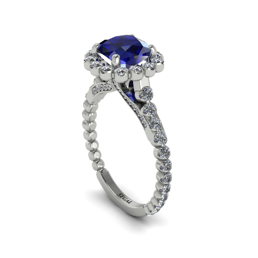 Modern Sapphire Cushion Cut Engagement Ring - Uma No. 15