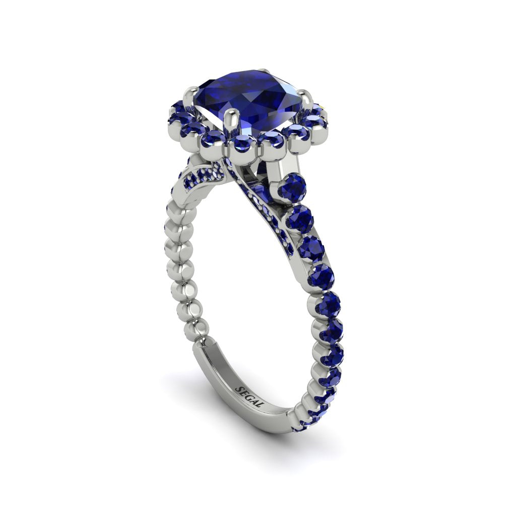 Modern Sapphire Cushion Cut Engagement Ring - Uma No. 75