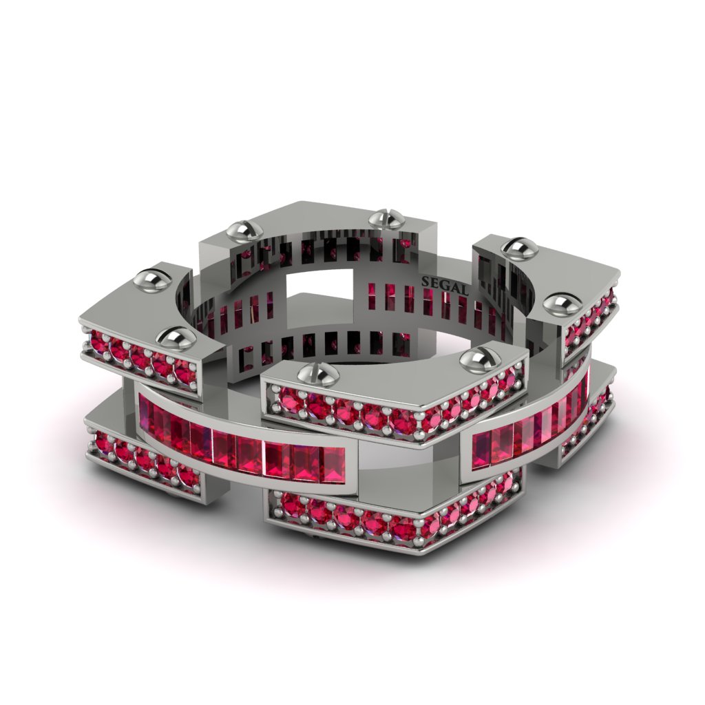 Ruby Monarch Baguette Gold Men's Ring - Micah No. 12