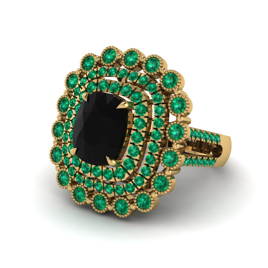 Emerald Multi Halo Oval Engagement Ring - Caitlin No. 22