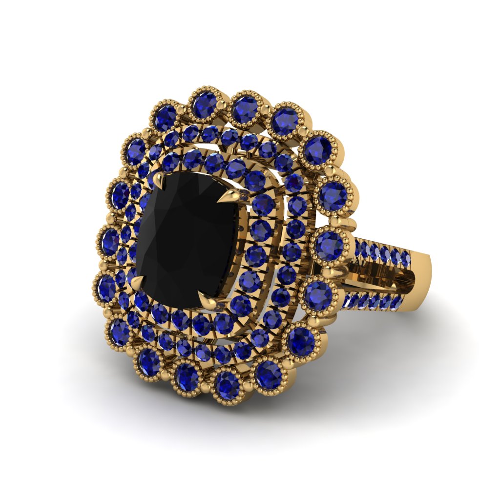 Sapphire Multi Halo Oval Engagement Ring - Caitlin No. 67