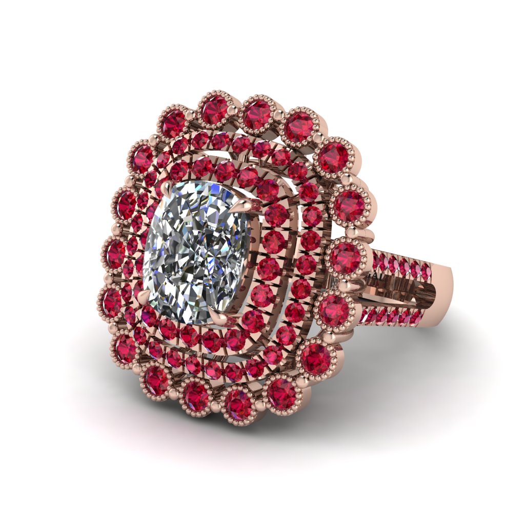 Ruby Multi Halo Oval Engagement Ring - Caitlin No. 47