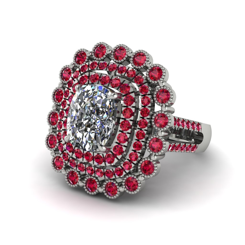 Ruby Multi Halo Oval Engagement Ring - Caitlin No. 48