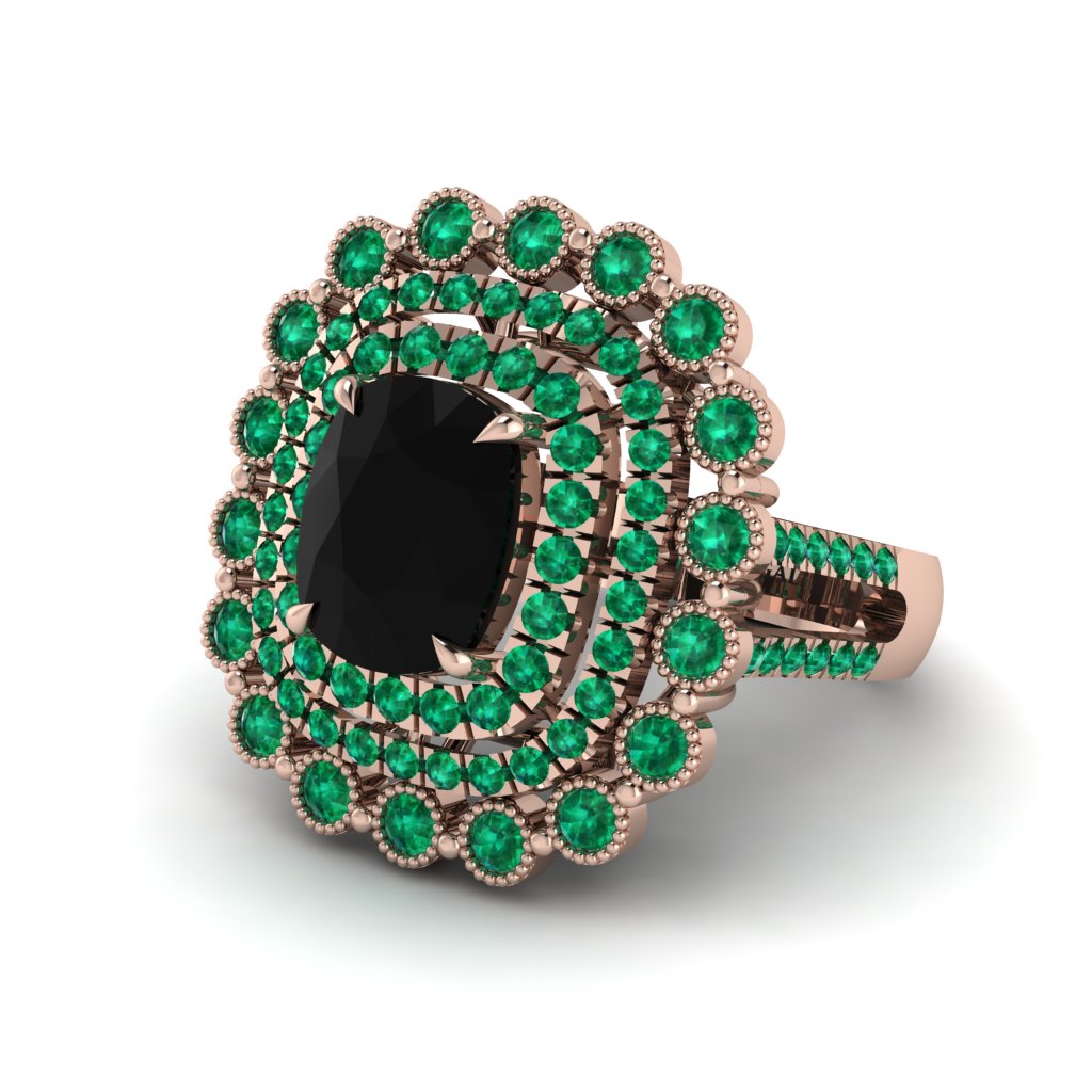 Emerald Multi Halo Oval Engagement Ring - Caitlin No. 23