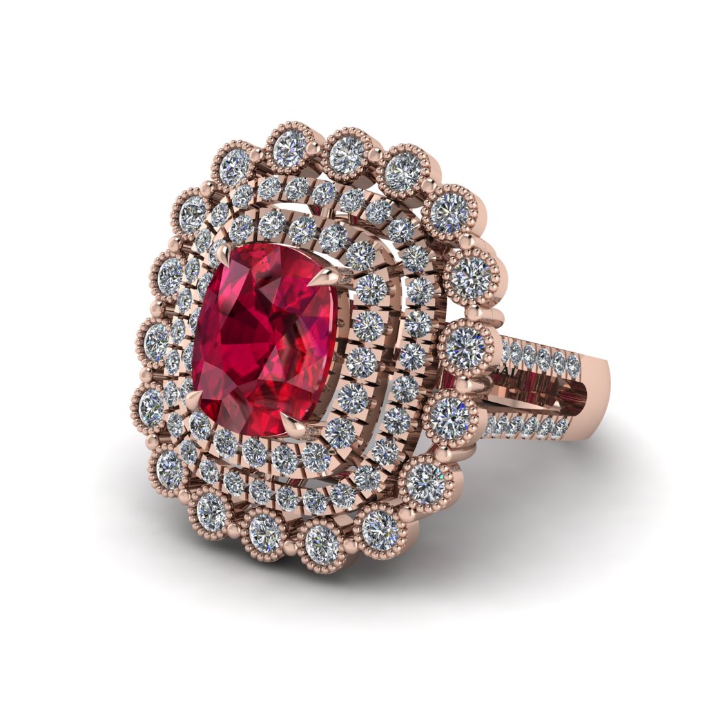 Diamond Multi Halo Oval Engagement Ring - Caitlin No. 11